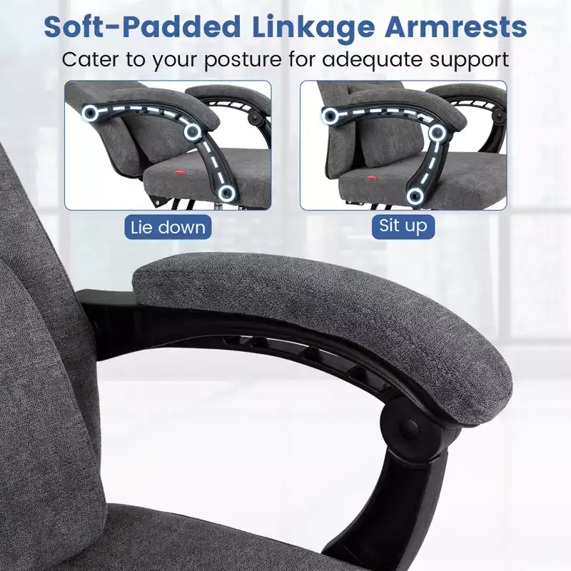 Costway Reclining Home Office Chair Retractable Footrest High-Back Ergonomic Executive