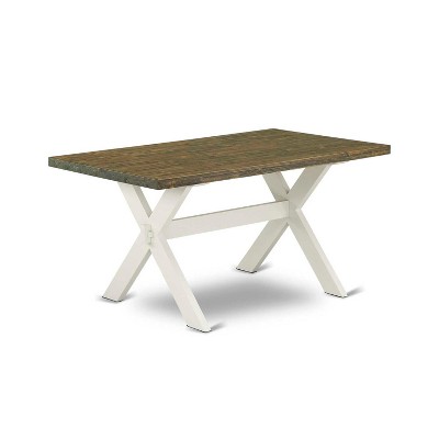 HomeStock 6-Piece Rectangle Wire Brushed Linen White Finish Solid Wood Top Dining Table with 1-Bench, 4-Chairs