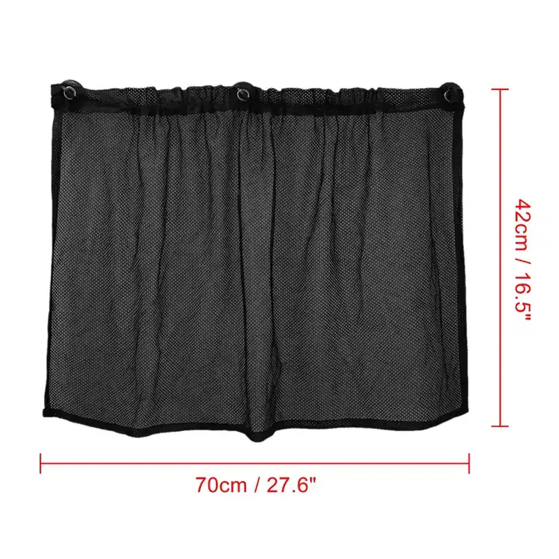 Unique Bargains Car Foldable SunShade Side Window Nylon Mesh Curtain 27.6x16.5 Black 2 Pcs