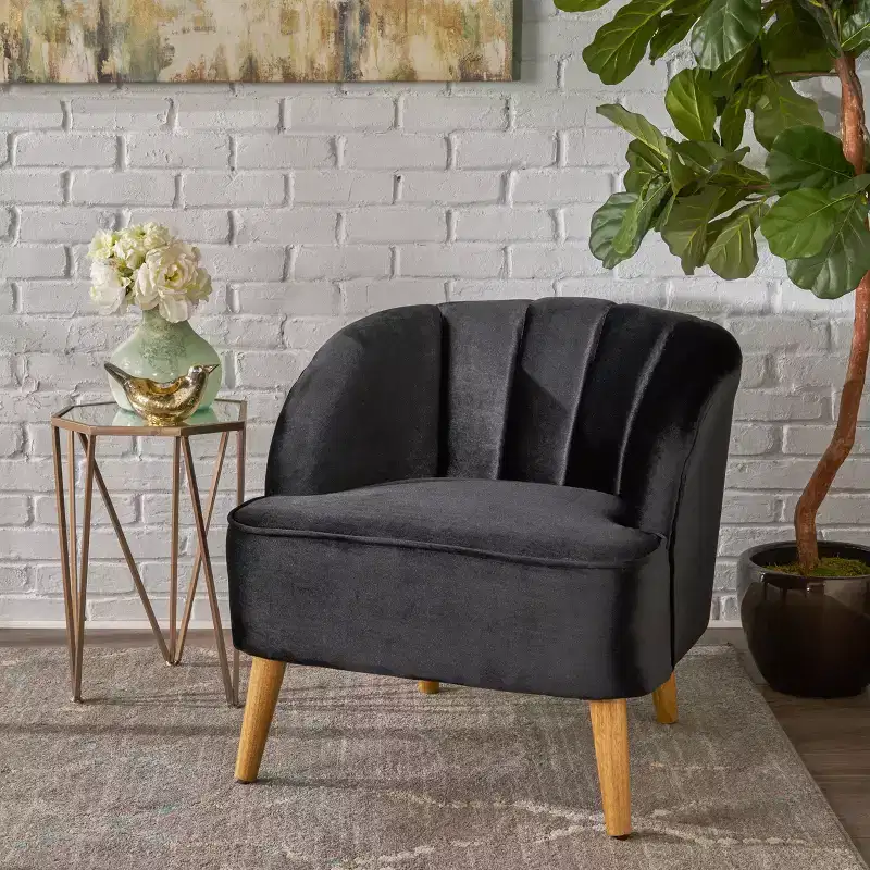 Christopher Knight Home Eryn Mid-Century Modern Rubberwood Altay Velvet Upholstered Accent Chair
