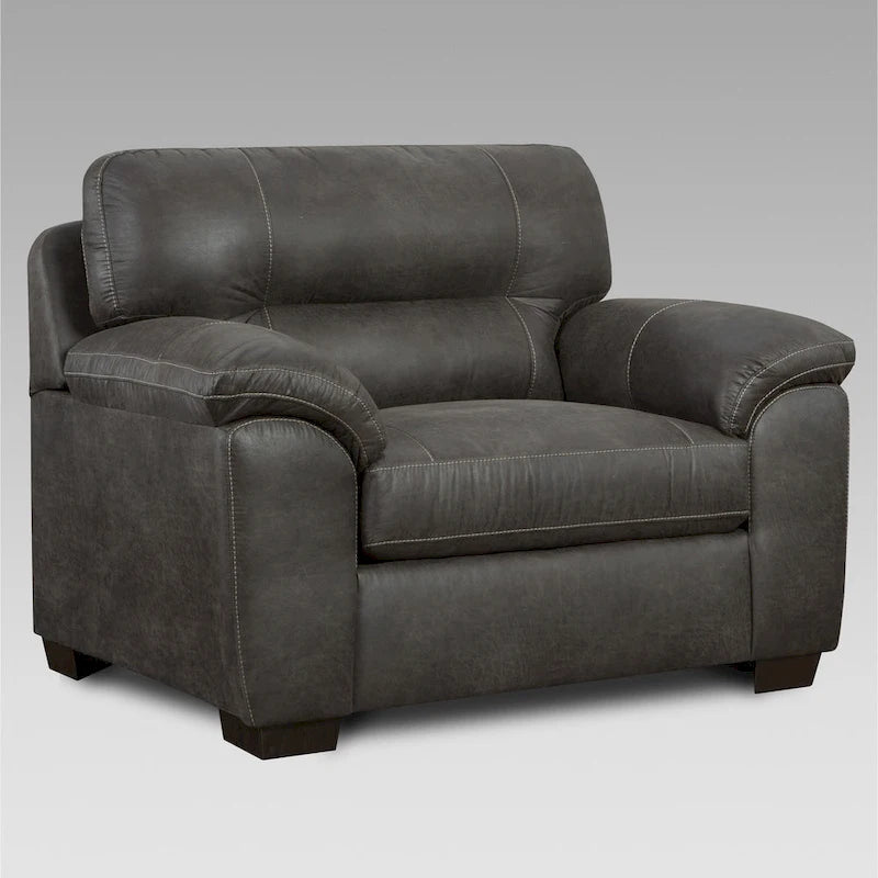Roundhill Furniture Tirana Contemporary Fabric Pillow-top Arm Chair with Ottoman in Sequoia Ash