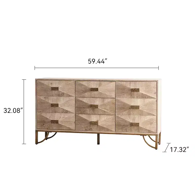 GDFStudio Kipling 3-Drawer and 2-Shelf Wood 59.44 Sideboard Buffet