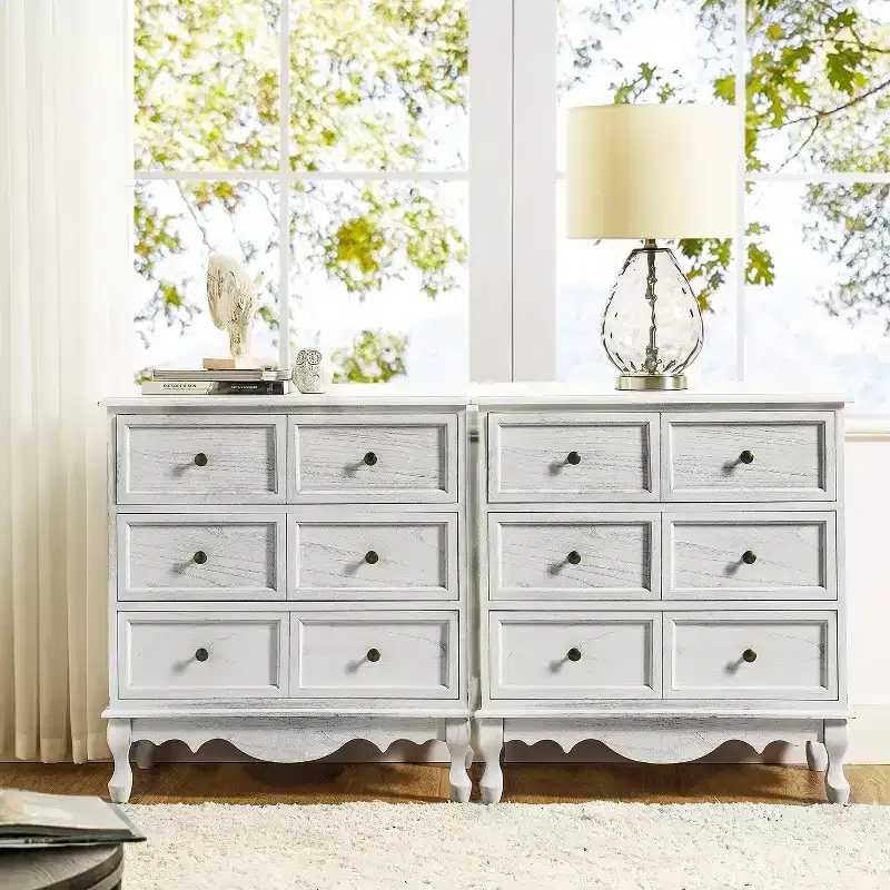 Set of 2 Galatea 32'' Traditional Solid Wood 3 - Drawer Accent Chest with Charging Station | HULALA HOME