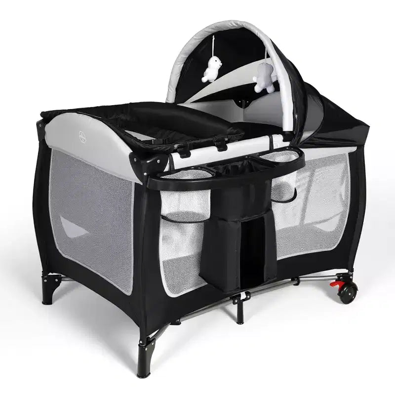 4-in-1 Baby Bassinet & Portable Playard - Convertible Bedside Crib, Diaper Changer, Storage Basket & Travel Bag