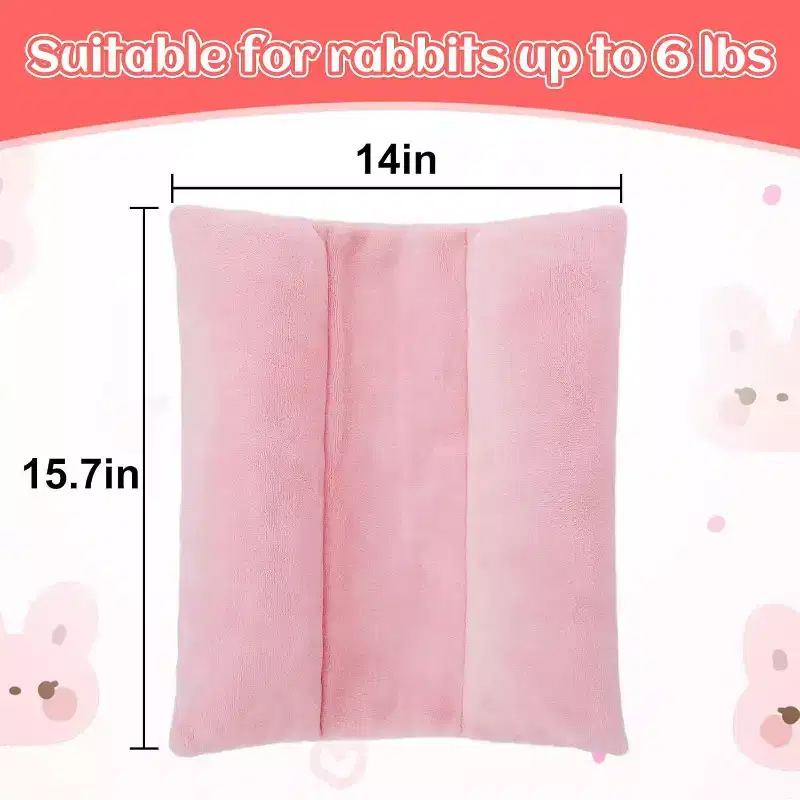 Zeus & Ruta Bunny Bed for Rabbit Cage - Thickened Soft Plush Mat to Prevent Sore Hocks, with Cotton Pillows, Indoor Hutch Sleeping Mat (Pink)
