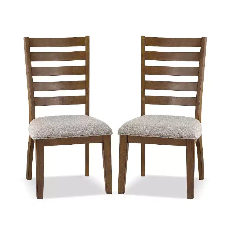 HOMES: Inside + Out Set of 2 Snowwhisp Transitional Upholstered Seat Dining Chairs Walnut/Light Gray