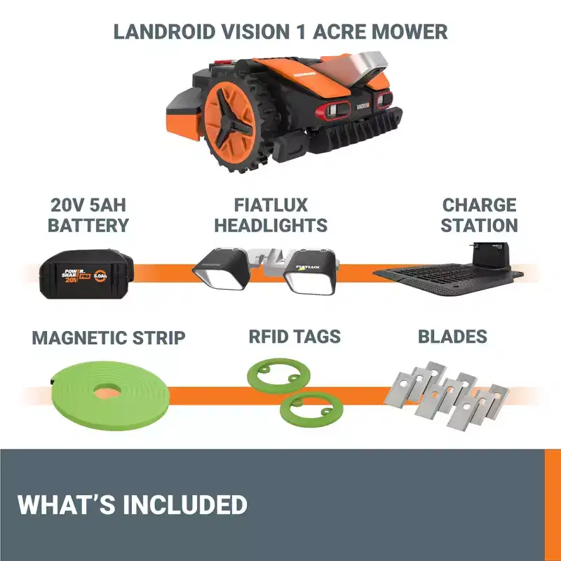 Worx WR235 Landroid Vision 20V Boundaryless Robotic Lawn Mower (1 Acre) (Battery & Charger Included)