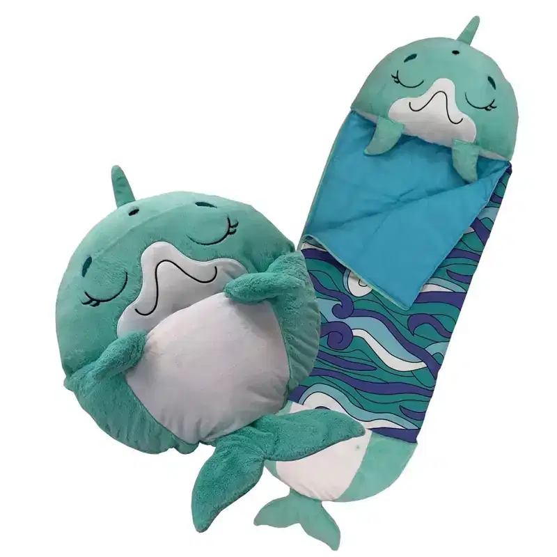 Happy Nappers: Pillow & Sleepy Sack: Large - Dolphin Disco - 66 x 30, 2-In-1: Plush Animal Opens To Sleeping Bag, Soft Play & Nap Character, Kids 7+