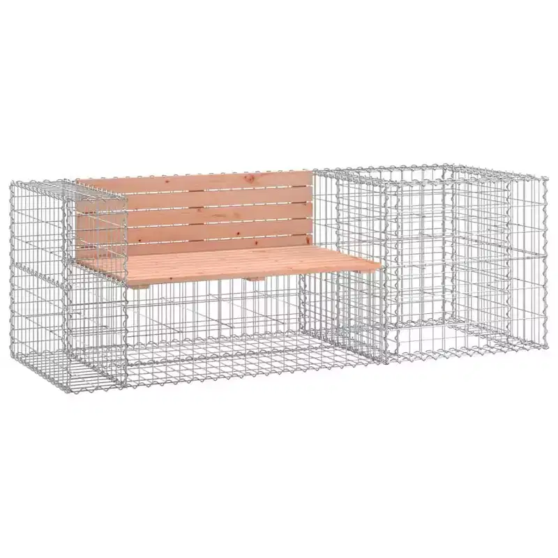 Rustic Outdoor Garden Bench with Gabion Basket