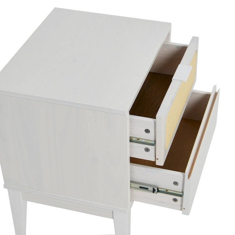 Solid Wood 2-Drawer Bedside Table