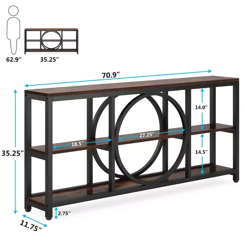 Lantine 70.9 inches 3-Tier Extra Long Console Table