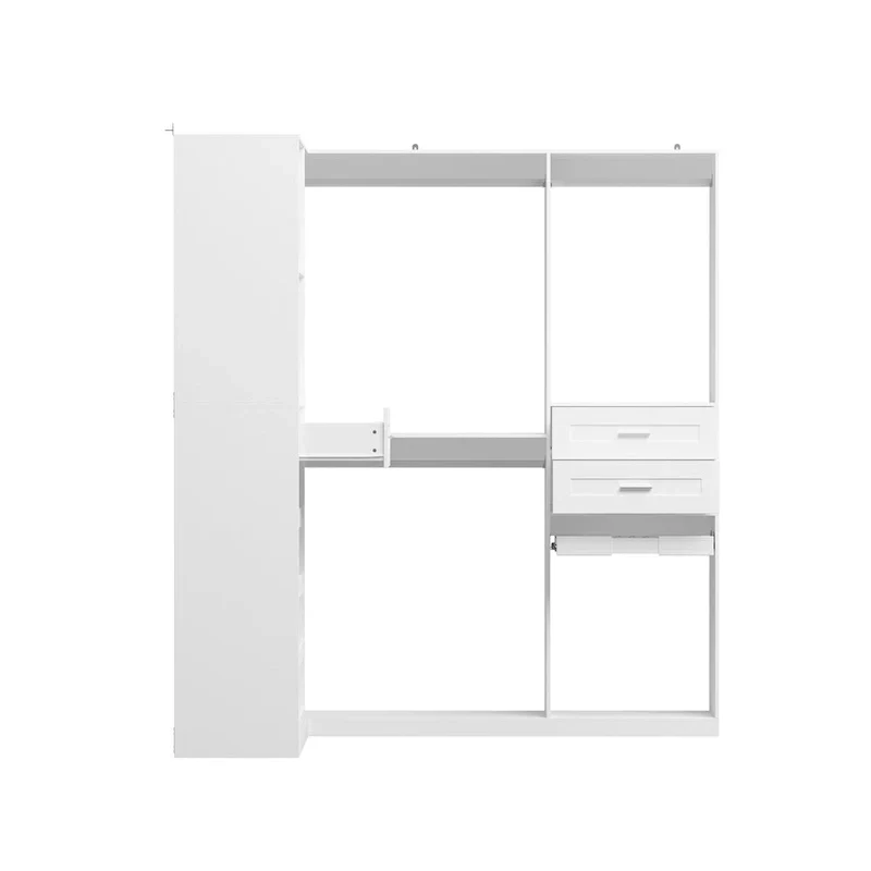 Corner Wardrobe Closet with 2 Hanging Rods, Pants Rack, and Shoe Storage Organizer Armoires