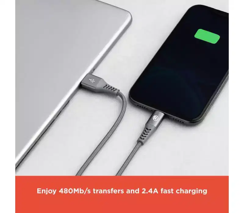 RadioShack Type-C to Lightning Cable, MFi Certified, 10ft Braided, 30W Fast Charge, Durable & Flexible for Smartphones and Tablets