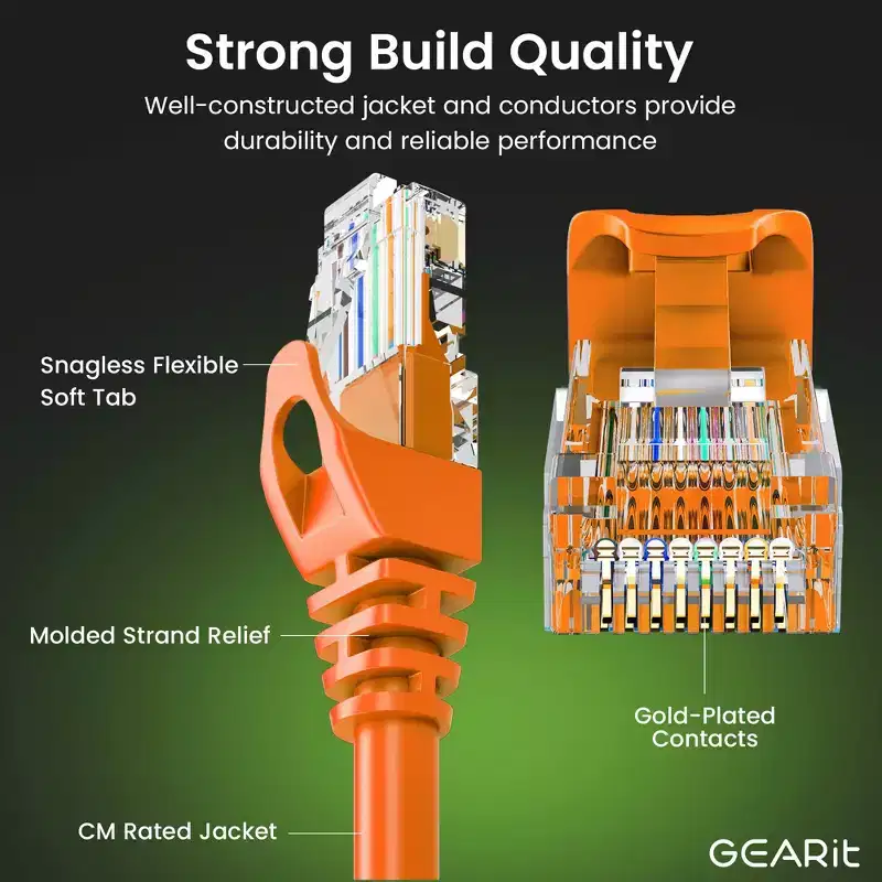GEARit Flexible Soft Boot Cat6 Ethernet Patch Cable, Orange - 5ft