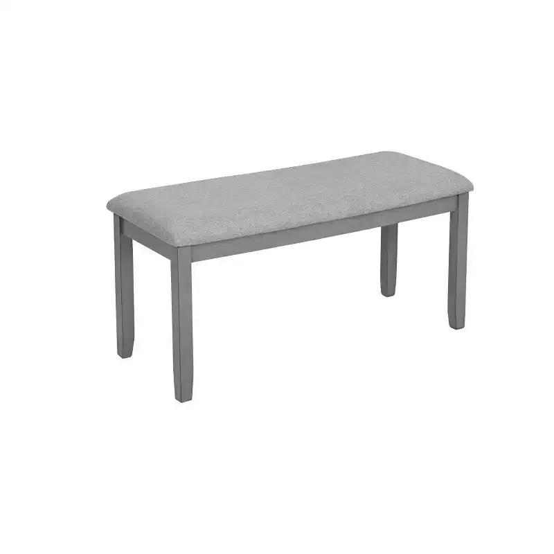 Homy Casa 6-Piece Wooden Dining Table Set with 4 Upholstered Chairs and Bench, Kitchen & Dining Room Furniture, Grey