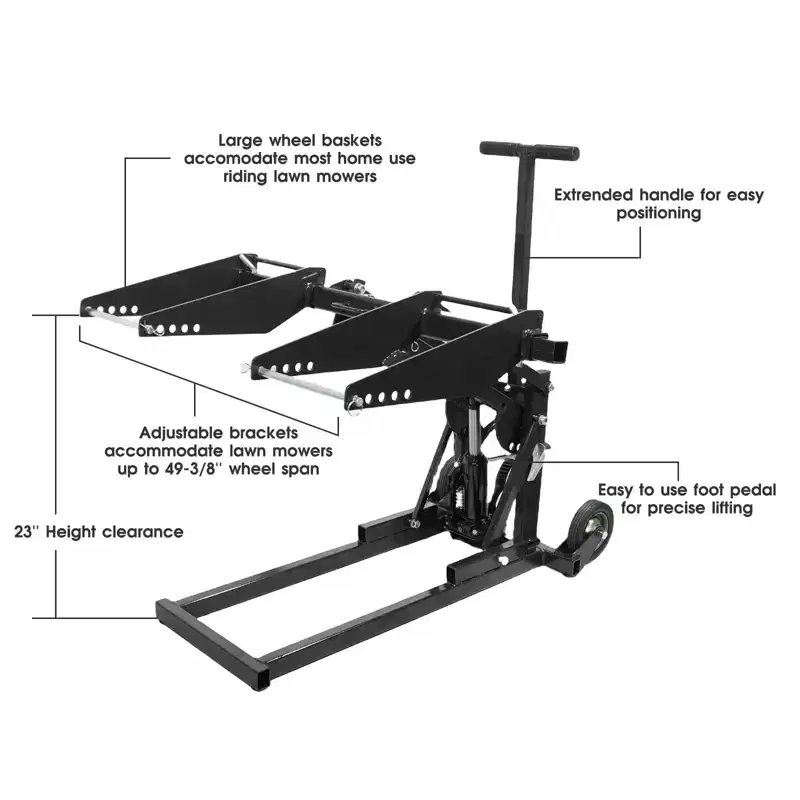 TROPOW Hydraulic Lawn Mower Lift Jack, 550 Lb Capacity, Heavy Duty Steel Tractor Lift , Up to 23 Lifting Height for Zero Turn, Riding Mowers