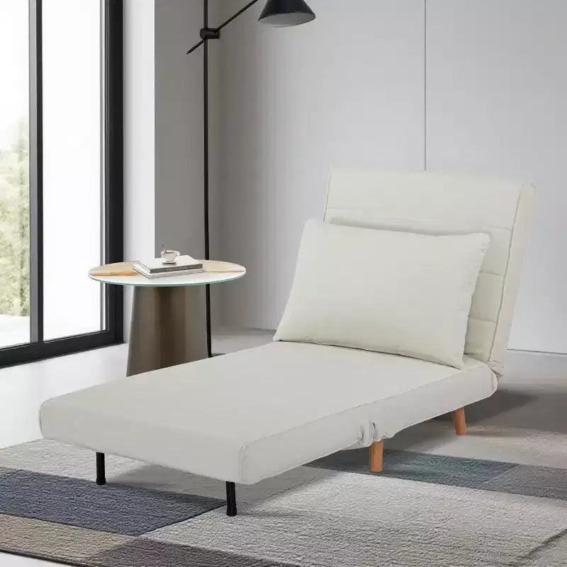 GDFStudio Rafael Modern Foldable Convertible Chenille Upholstered Chair Bed with Adjustable Backrest and Pillow