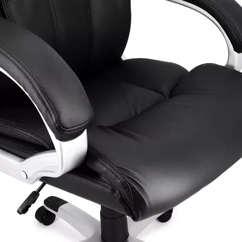 Elama High Back Adjustable Faux Leather Office Chair in Black and Gray Base