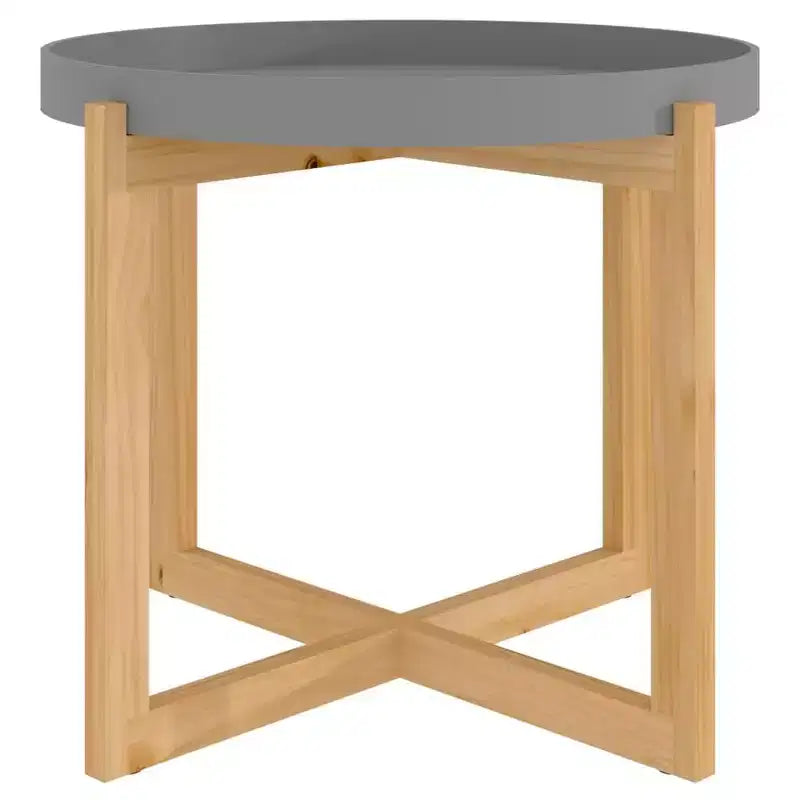 vidaXL Coffee Table Round End Table Sofa Table Engineered Wood Solid Wood Pine - White
