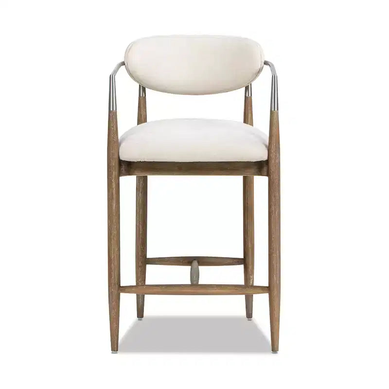 Jennifer Taylor Home Artemis 26 Mixed Material Upholstered Counter Stool, Warm White Chenille