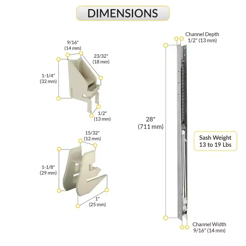 Brixwell 60-273-1 Aluminum Window Channel Balance 28 x 9/16 for 1319 lb Sash with 60-507A / 60-501A Guides