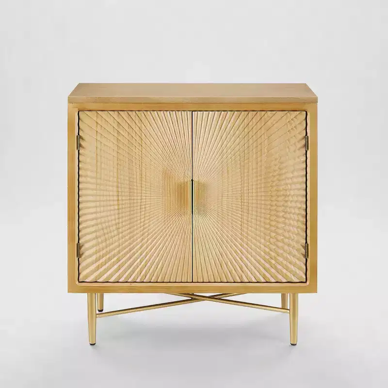 Art Leon Modern Wood Cabinet Sideboard with Textured Door Decoration