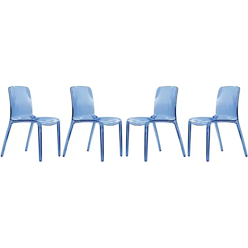 LeisureMod Murray Mid-Century Modern Dining Chair - Waterfall Edge Design Acrylic, Ergonomic and Stackable, Set of 4