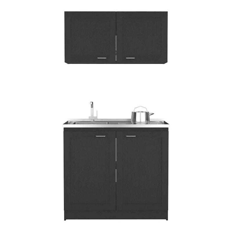 Black Double-Door Wall-Mounted and Base Kitchen Cabinet