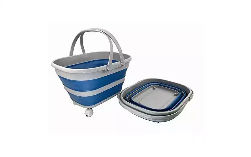 SAMMART 17L(4.5 gallons) Collapsible Plastic Tub with Handle & Wheels