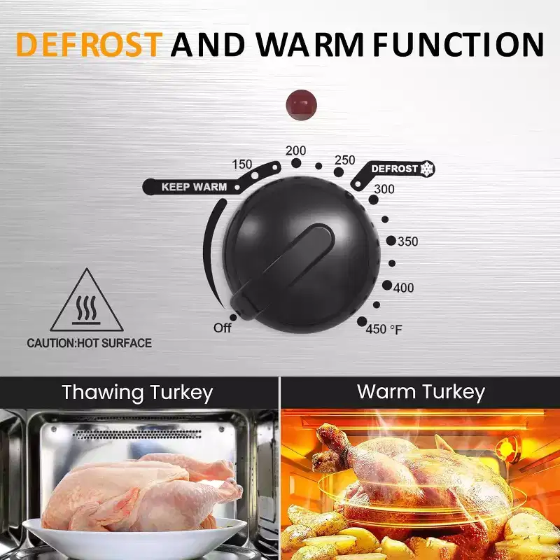Heynemo Electric Roaster Oven, 20 QT Roaster with 3 Compartments and Self-Basting Lid, Turkey Roaster Oven with Removable Pan & Rack