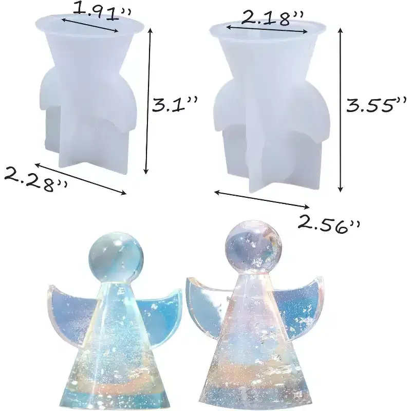 JDICTION 2-Pack Angel Silicone Resin Molds for Epoxy Casting, DIY Wing Ornaments & Candle Wax Molds, Christmas Craft Gift & Home Decor