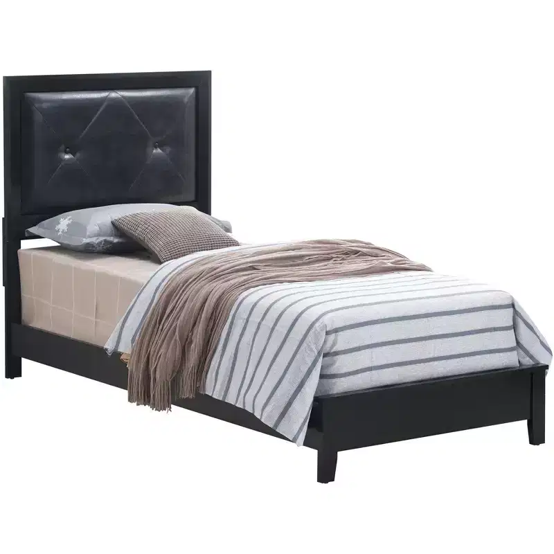 Passion Furniture Primo Tufted Faux Leather Upholstered Twin Panel Bed