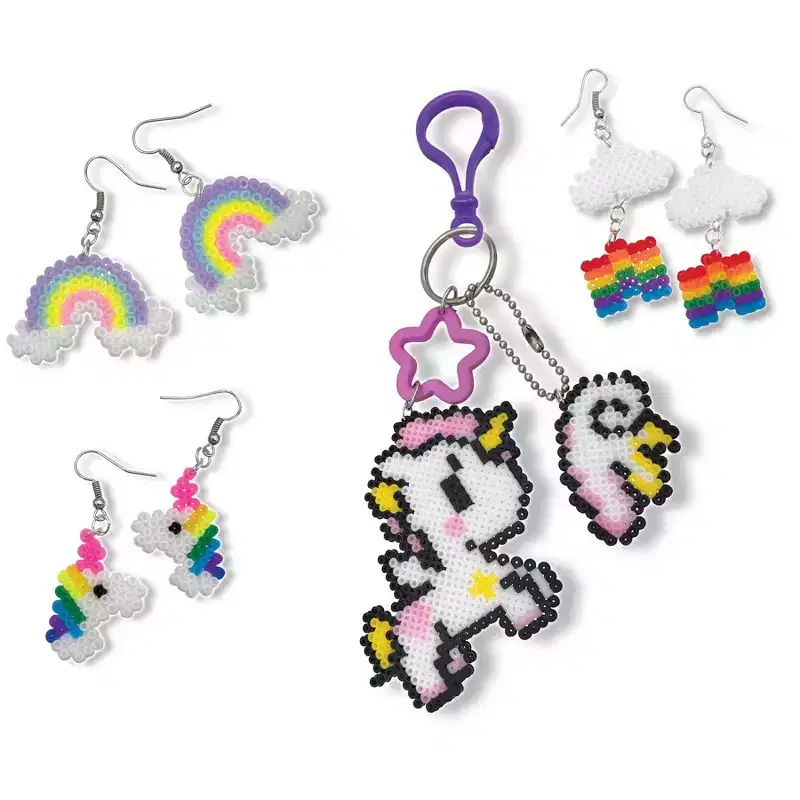 Small World Toys Iron Beads Unicorn Earrings & Key Chain Kit