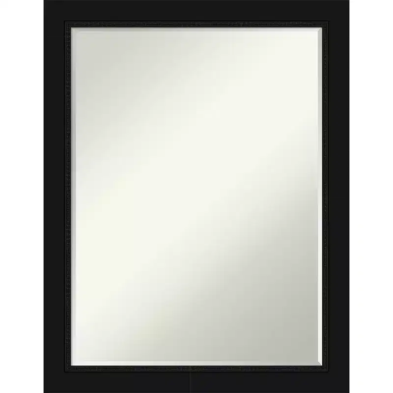 Amanti Art Avon Black Narrow Petite Bevel Bathroom Wall Mirror