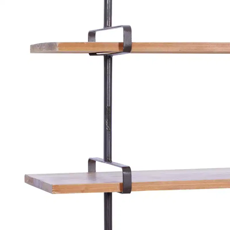 38x38 Wood 3 Level Wall with Metal Brackets Brown - Olivia & May: Industrial Style, No Assembly Required