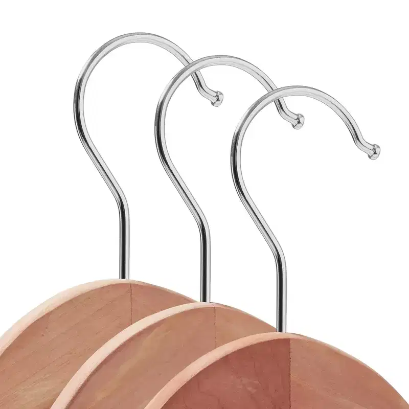 Casafield Red Cedar Wooden Suit Hangers with Smooth Finish, Non-Slip Pant Bar, and Chrome Swivel Hook
