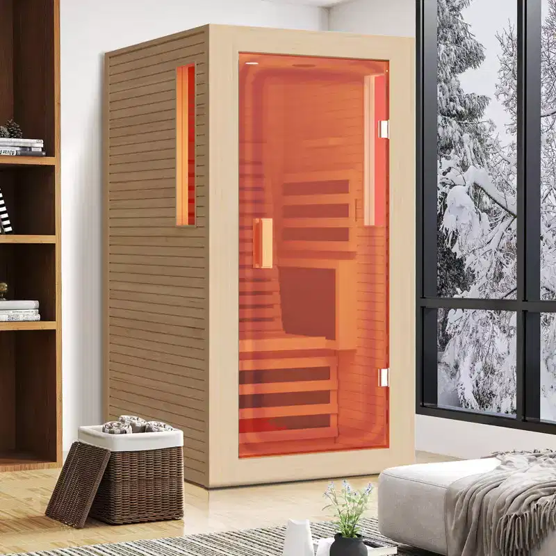 EROMMY 1 Person Infrared Sauna With Backrest For Home Or Gym