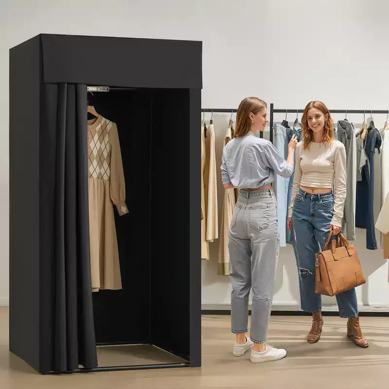 VEVOR Fitting Room, Portable Dressing Room with Thick Polyester Curtains, Privacy Space with Shading Curtain and a Hook, 39 x 39 x 78 in, Black