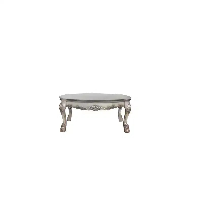 White Oval Coffee Table, Wood Composite, 4-Leg
