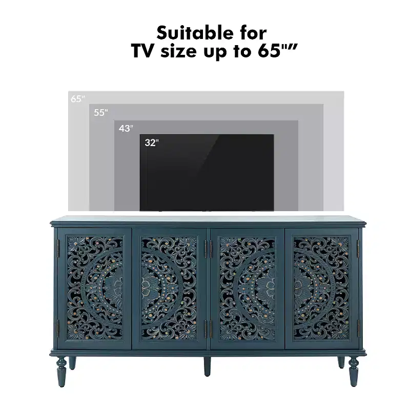 Emathides 63Wide Sideboard with Solid Wood Legs and Lighting |KARAT HOME