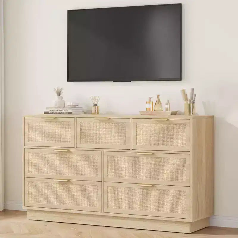 Rattan 7-Drawer Dresser - 55