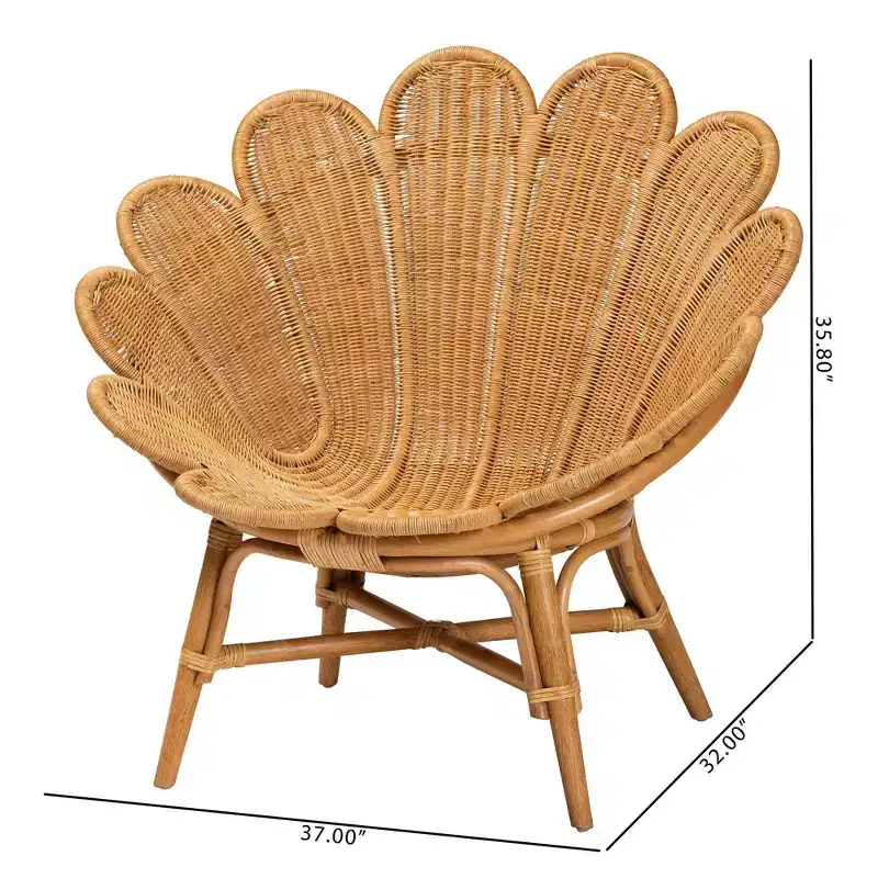 bali & pari Blossom Rattan Accent Flower Chair Honey
