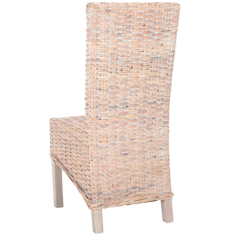 Set of 2 Natural Wicker Dining Chairs 19W x 22D x 41H, Boho Coastal Style