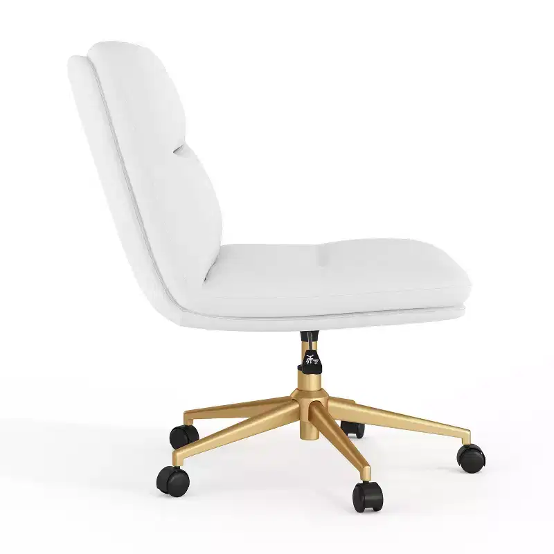 Emma and Oliver Mid-Back Armless Swivel Office Chair with Wheels, Padded Upholstered Back/Seat, Adjustable Height, and Sturdy Frame