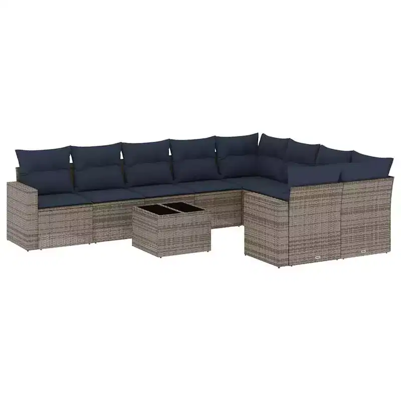 vidaXL Patio Sofa Set PE rattan, powder-coated steel Large
