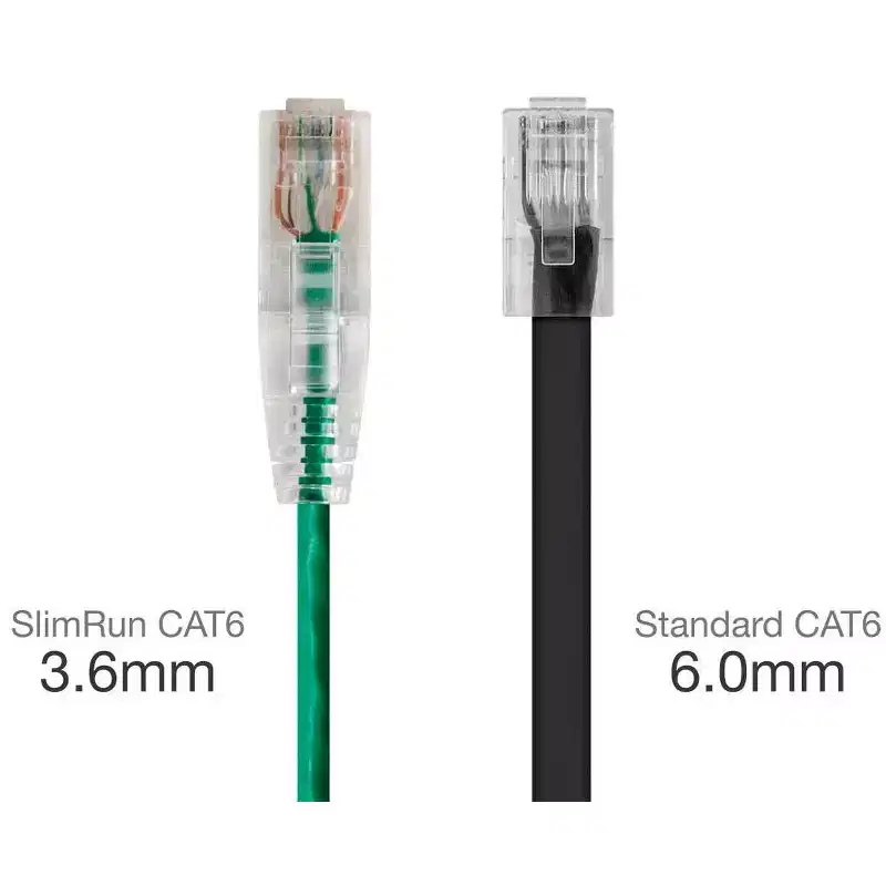 Monoprice Cat6 Ethernet Patch Cable - 2 feet - Green | Snagless RJ45 Stranded 550MHz UTP CMR Riser Rated Pure Bare Copper Wire 28AWG - SlimRun Series