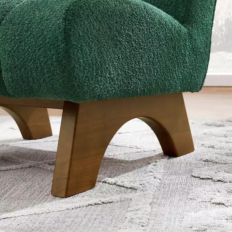 Art Leon Polar Fleece Fabric Upholstered Accent Slipper Chair with Rubber Wood Legs