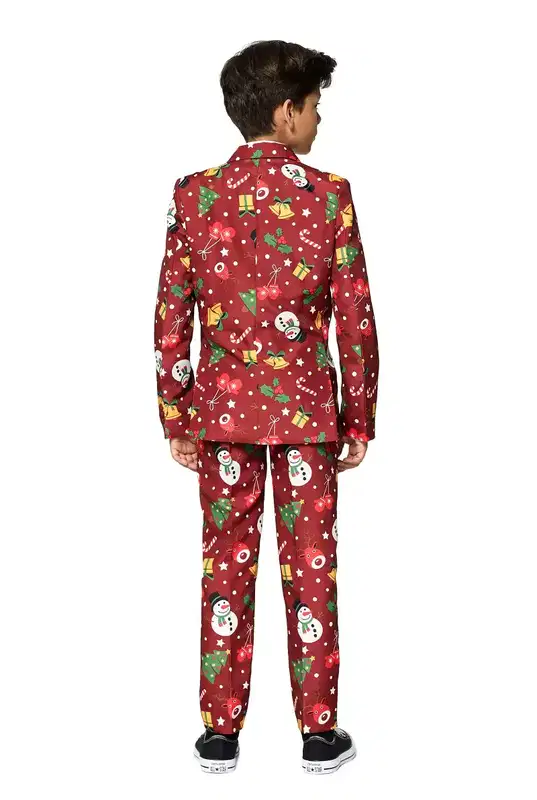Suitmeister Boys Christmas Suit - Christmas Red Icons Light Up - Red