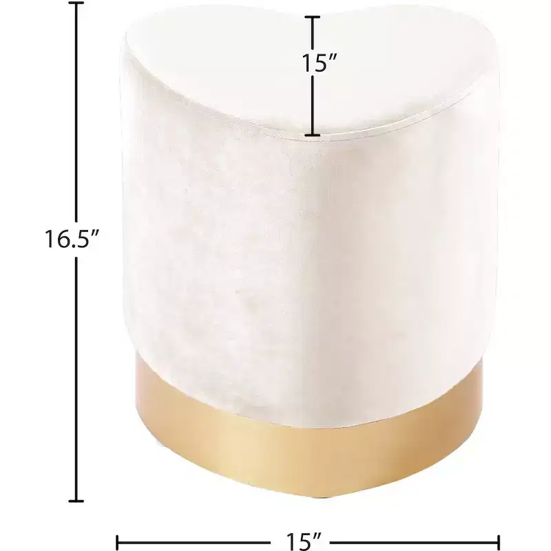 Meridian Furniture,Heart Velvet Ottoman/Stool
