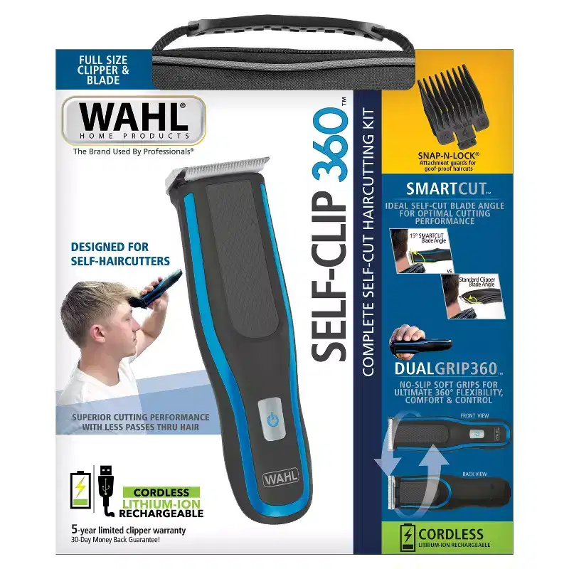 Wahl Self-Clip 360 Cordless Electric Hair Clipper Set for At Home DIY Self Haircutters: Rotary Shaver, Battery-Powered, Whole Body Use